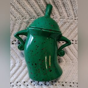 Canister With Attitude Green Speckled Plastic/PVC